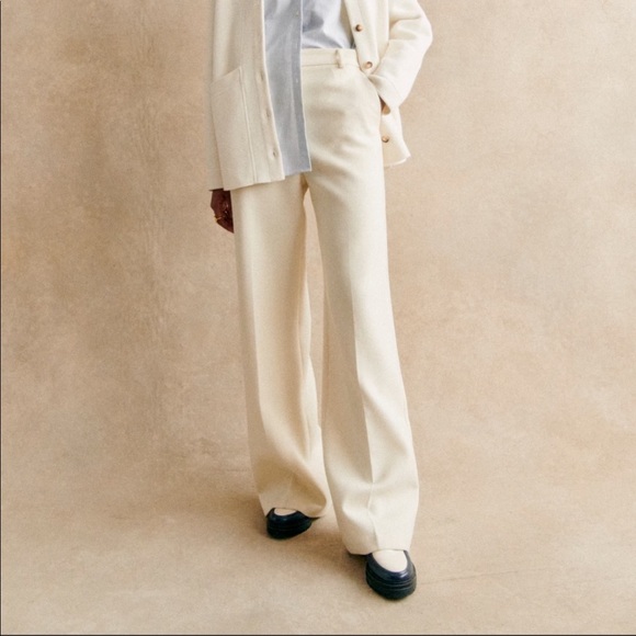 Sezane Pants - Sezane Cream Tailored Trousers